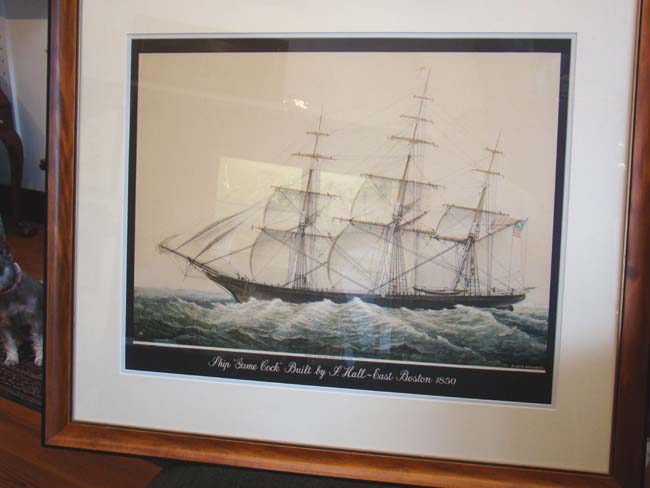 A 20th century lithograph of the SHIP GAME COCK built by Samuel Hall in East Boston in 1850 — image 2